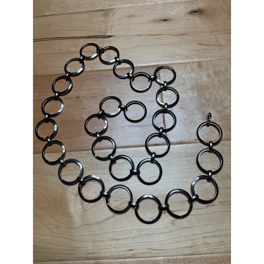 Chain Belt Women One Size Silver Tone Round O-Ring Adjustable Unbranded - Picture 2 of 9
